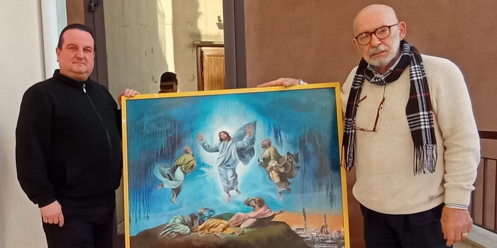 “Trasfigurazione”: il dipinto che l’artista Pippo Pace ha donato alla parrocchia dei Santi Apostoli