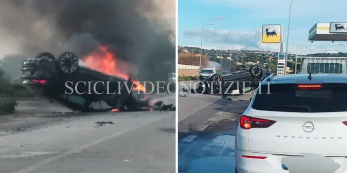 Una donna alla guida di una Lamborghini ne perde il controllo sulla Scicli Donnalucata: l’auto si capovolge in strada e si incendia