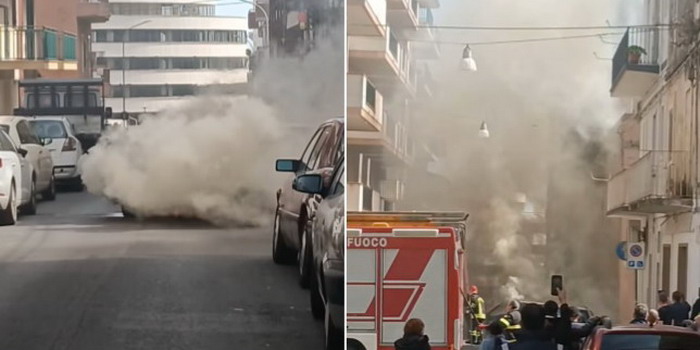 Auto in fiamme in via Fratelli Bandiera a Ragusa