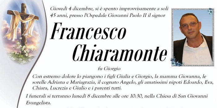 E’ morto a Modica a soli 45 anni il meccanico Francesco Chiaramonte, titolare dell’autofficina nei pressi del ponte Guerrieri