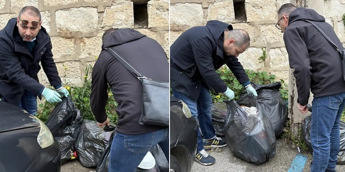 L'assessore all'ambiente di Comiso Alfano rovista tra i rifiuti e avvisa gli 