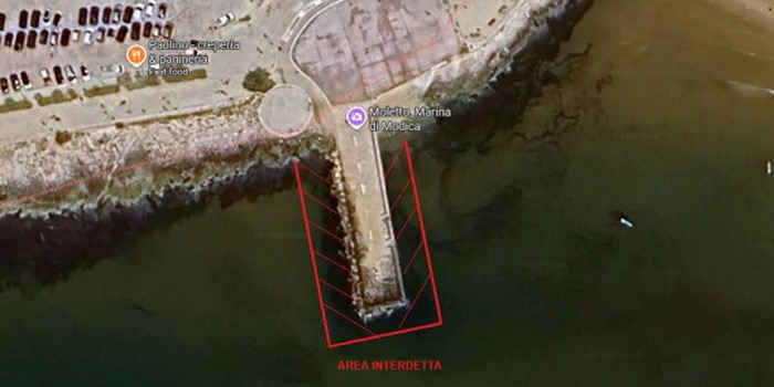 Ordinanze di divieto di accesso al moletto di Marina di Modica e nel tratto di mare antistante 10 metri per garantire l'incolumità pubblica