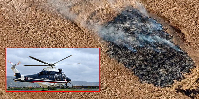 Appiccano il fuoco per bruciare scarti vegetali in territorio di Santa Croce, ma vengono scoperti dai carabinieri in elicottero: denunciati